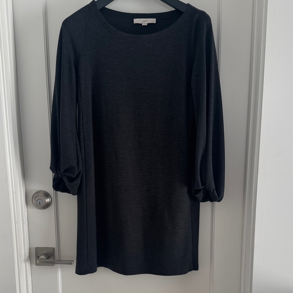 Ann Taylor LOFT Charcoal Grey Balloon-Sleeve Tunic - SZ Small Petite